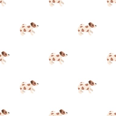 Sevimli köpekler Jack Russell Terrier. Bel hayvanları. Vektör el kusursuz desen çizdi. Bebek için mükemmel, çocuk kıyafetleri, parmak izi tasarımı, tekstil. Beyaz arkaplan.