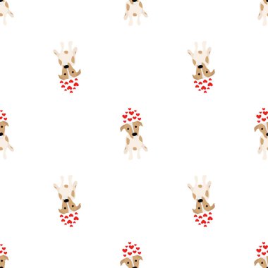 Sevimli köpekler Jack Russell Terrier. Bel hayvanları. Vektör el kusursuz desen çizdi. Bebek için mükemmel, çocuk kıyafetleri, parmak izi tasarımı, tekstil. Beyaz arkaplan.