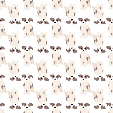 Sevimli köpekler Jack Russell Terrier. Bel hayvanları. Vektör el kusursuz desen çizdi. Bebek için mükemmel, çocuk kıyafetleri, parmak izi tasarımı, tekstil. Beyaz arkaplan.