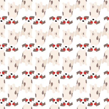 Sevimli köpekler Jack Russell Terrier. Bel hayvanları. Vektör el kusursuz desen çizdi. Bebek için mükemmel, çocuk kıyafetleri, parmak izi tasarımı, tekstil. Beyaz arkaplan.