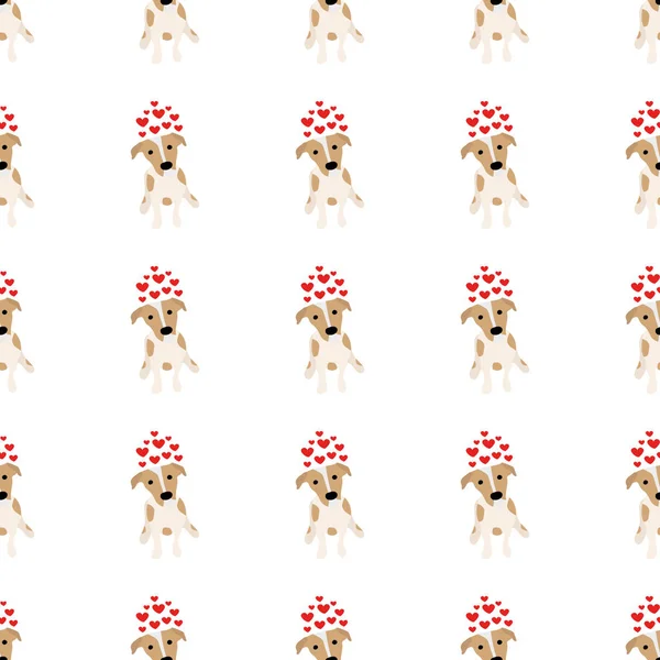 Sevimli köpekler Jack Russell Terrier. Bel hayvanları. Vektör el kusursuz desen çizdi. Bebek için mükemmel, çocuk kıyafetleri, parmak izi tasarımı, tekstil. Beyaz arkaplan.