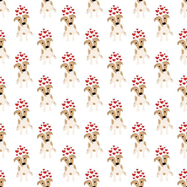 Sevimli köpekler Jack Russell Terrier. Bel hayvanları. Vektör el kusursuz desen çizdi. Bebek için mükemmel, çocuk kıyafetleri, parmak izi tasarımı, tekstil. Beyaz arkaplan.