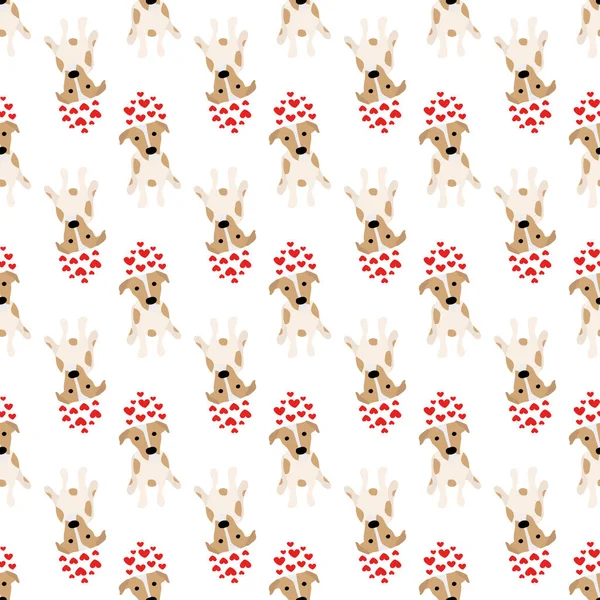 Sevimli köpekler Jack Russell Terrier. Bel hayvanları. Vektör el kusursuz desen çizdi. Bebek için mükemmel, çocuk kıyafetleri, parmak izi tasarımı, tekstil. Beyaz arkaplan.