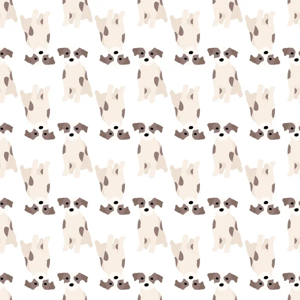 Sevimli köpekler Jack Russell Terrier. Bel hayvanları. Vektör el kusursuz desen çizdi. Bebek için mükemmel, çocuk kıyafetleri, parmak izi tasarımı, tekstil. Beyaz arkaplan.