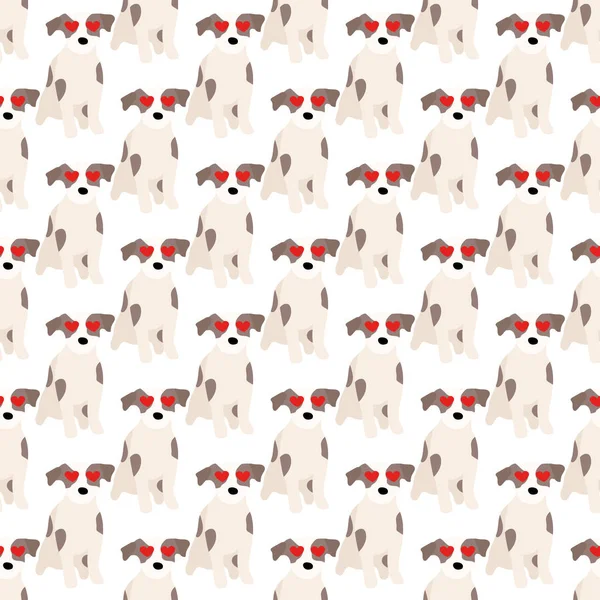 Sevimli köpekler Jack Russell Terrier. Bel hayvanları. Vektör el kusursuz desen çizdi. Bebek için mükemmel, çocuk kıyafetleri, parmak izi tasarımı, tekstil. Beyaz arkaplan.