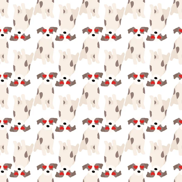 Sevimli köpekler Jack Russell Terrier. Bel hayvanları. Vektör el kusursuz desen çizdi. Bebek için mükemmel, çocuk kıyafetleri, parmak izi tasarımı, tekstil. Beyaz arkaplan.