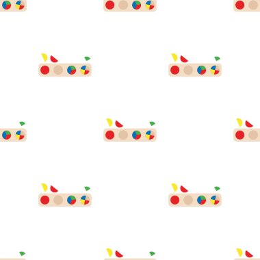 Wooden toys for kids games. Baby seamless pattern with Montessori subject. Education logic toys for preschool kids. Montessori system for early childhood development.
