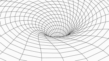 Tel çerçeve 3D tünel. Perspektif ızgara arka plan dokusu. Solucan deliği modeli. Vektör İllüstrasyonu.