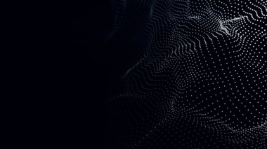 Bir sürü noktalı karanlık bir arka plan. Büyük veri dijital kodu. Teknolojik ya da bilimsel sunum şablonu. 3B görüntüleme