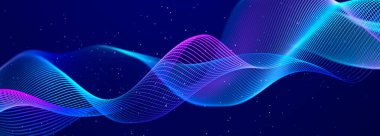 Teknoloji geçmişi. Veri akışı. Koyu arkaplanda parlak çizgilerin hareketi.