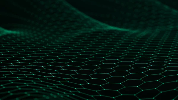 Green technology background. Futuristic hexagon background. Technology concept. Big data. 3d rendering