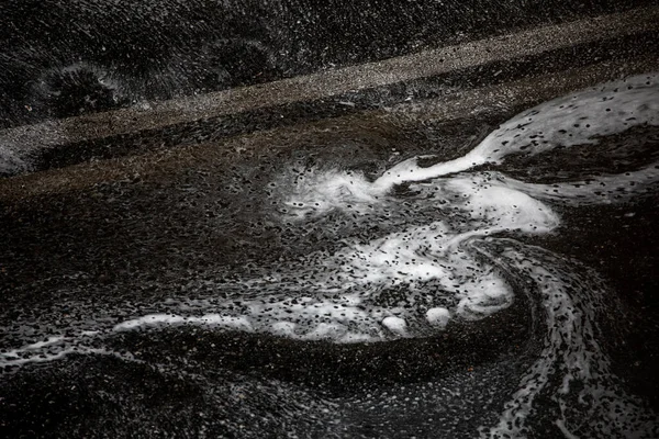 Abstract Background Stream Water Running Drain Car Road Heavy Rain — Stock Photo, Image