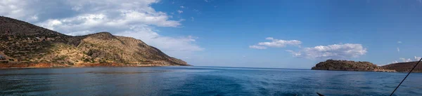 Blick Vom Meer Auf Das Dorf Plaka Auf Kreta Horizontal — Stockfoto