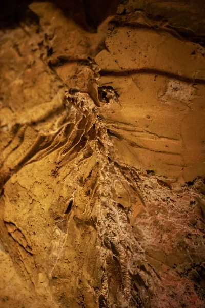 Mörk Abstrakt Bakgrund Stalaktiter Stalagmiter Och Stalagnater Sfendoni Grottan Underground — Stockfoto