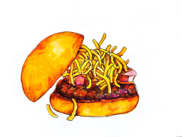 Vynikající Umami Burger Hovězím Masem Shiitake Sladkokyselou Omáčkou Sýrem Smaženými — Stock fotografie