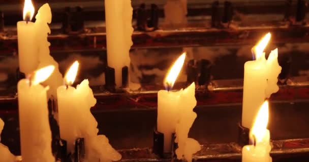 Wax Candles Temple Memory Those Who Died — Stock Video