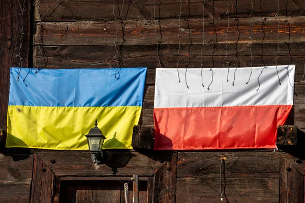 Ukrainian and Polish flags a sign of support and solidarity