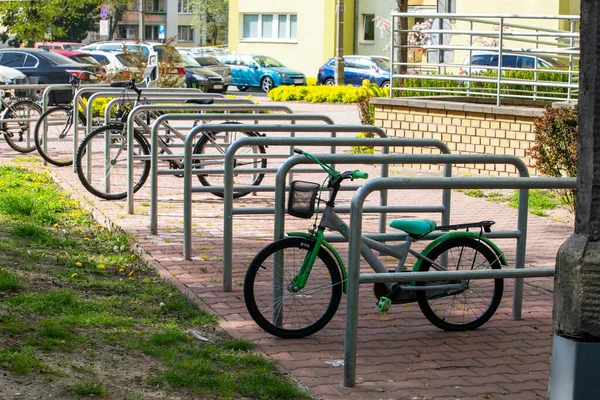 Bike Parking European City Sunny Day — Stockfoto