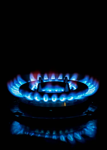 Газовая Горелка Темноте Экономика Экология Газа Глобальный Газовый Кризис Вертикальная — стоковое фото