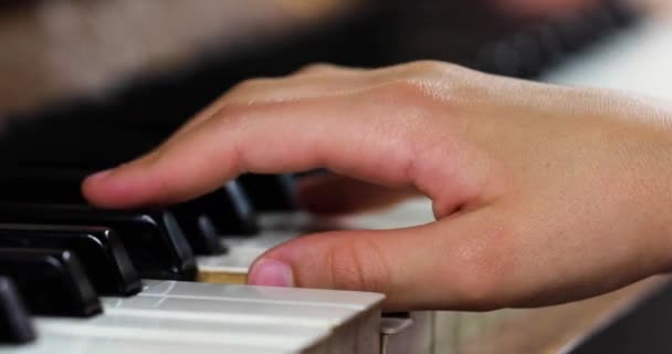 Pequeño Pianista Toca Piano Con Mano Derecha Horizontal — Vídeo de stock