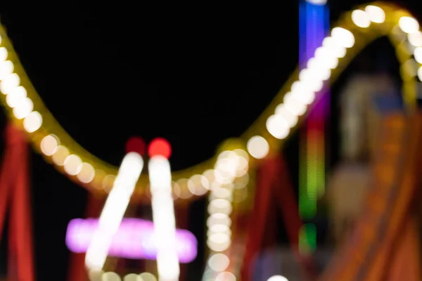 Blurred Bokeh Silhouette Illuminated Fun Park High Quality Photo — Stock Photo, Image