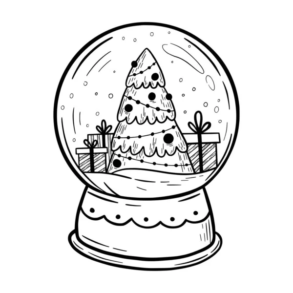 Χιονόμπαλα Χριστουγεννιάτικο Δέντρο Χριστουγεννιάτικη Χιονόμπαλα Καλά Χριστούγεννα Και Καλή Χρονιά — Διανυσματικό Αρχείο