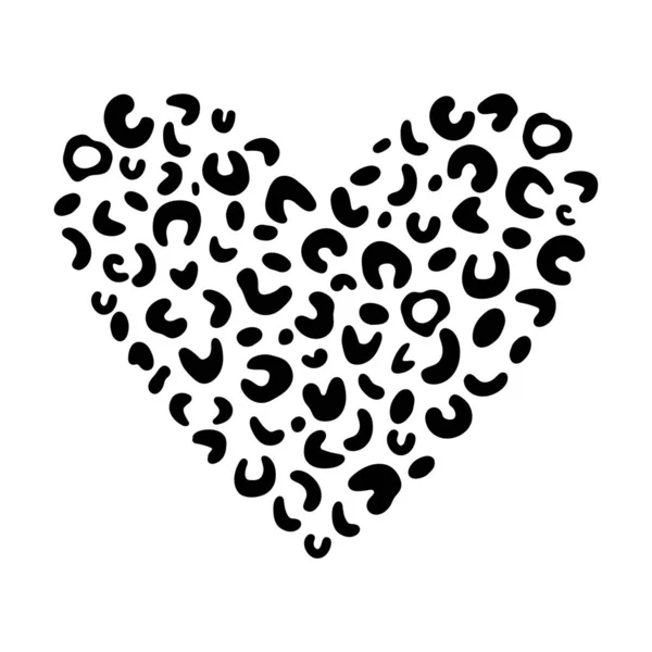 Hearts Leopard Print Black White Hand Drawn Illustration Valentines Day Стоковая Иллюстрация