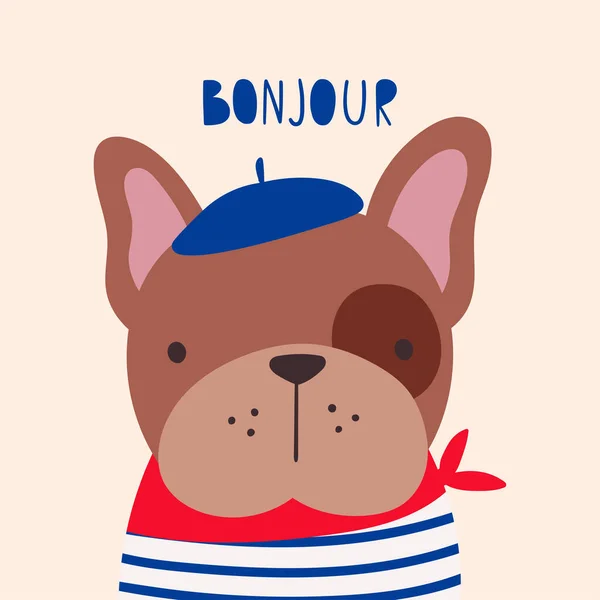 Perro Francés Perro Estilo Francés Ilustración Vectorial Perro Dibujos Animados — Vector de stock