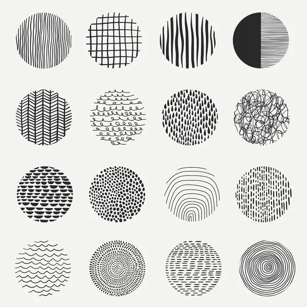  Çeşitli soyut şekillere sahip koleksiyon dokusu. El çizimi karalama şekilleri. Yuvarlak soyut arka planlar, damlalar, çizgiler, noktalar, kıvrımlar, vuruşlar, çizgiler. Posterler, sosyal medya simgeleri için.