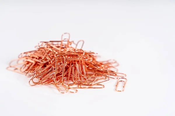 Paper Clips White Isolated Background — Stock Photo, Image