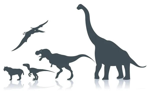 Siluetas de dinosaurios — Archivo Imágenes Vectoriales