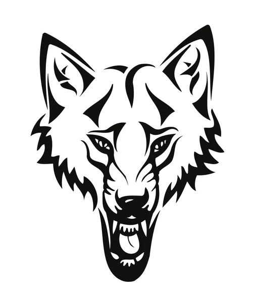 Kopf eines Wolfes mit Stammeszugehörigkeit — Stockvektor