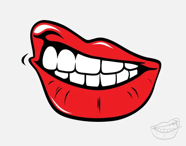 Labios rojos rizos — Vector de stock