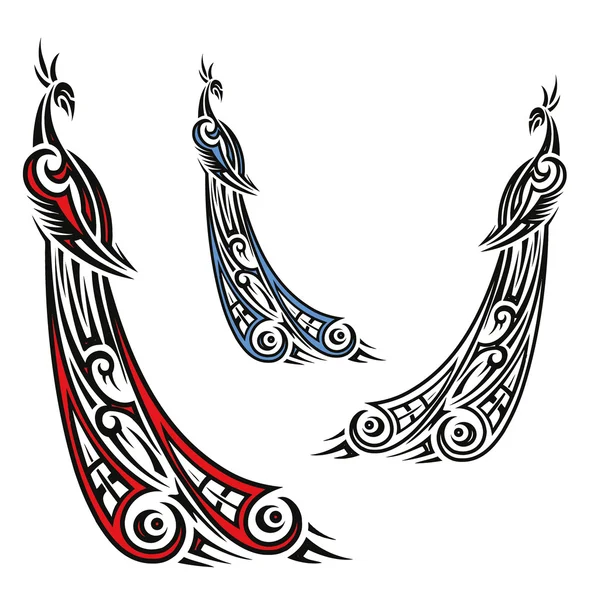 Pavo real tribal — Vector de stock