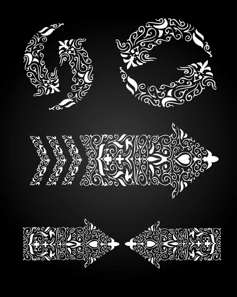 Floral ornamented set of arrows — Stock Vector