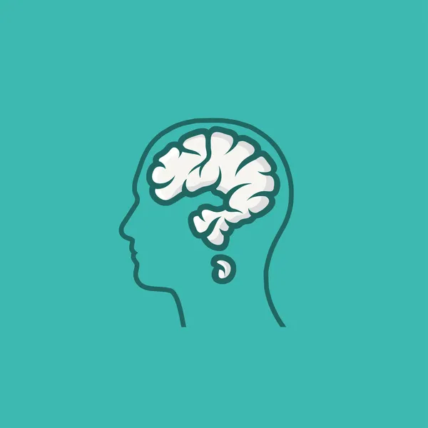 Cabeza humana con cerebro — Vector de stock