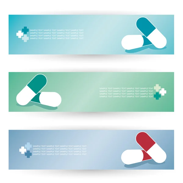 Píldoras médicas banners — Vector de stock