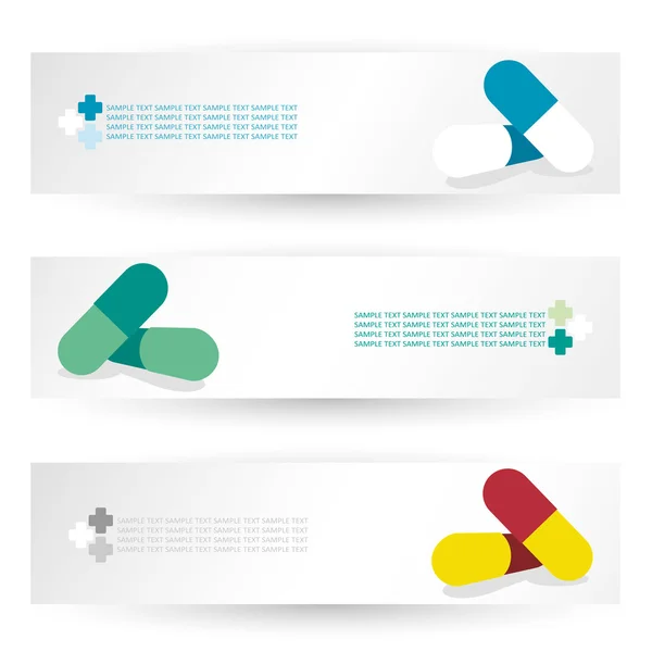 Bannières de pilules médicales — Image vectorielle