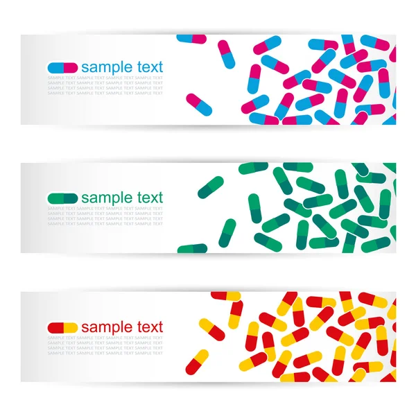 Bannières de pilules médicales — Image vectorielle