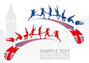 Long jump with Great Britain flag clipart