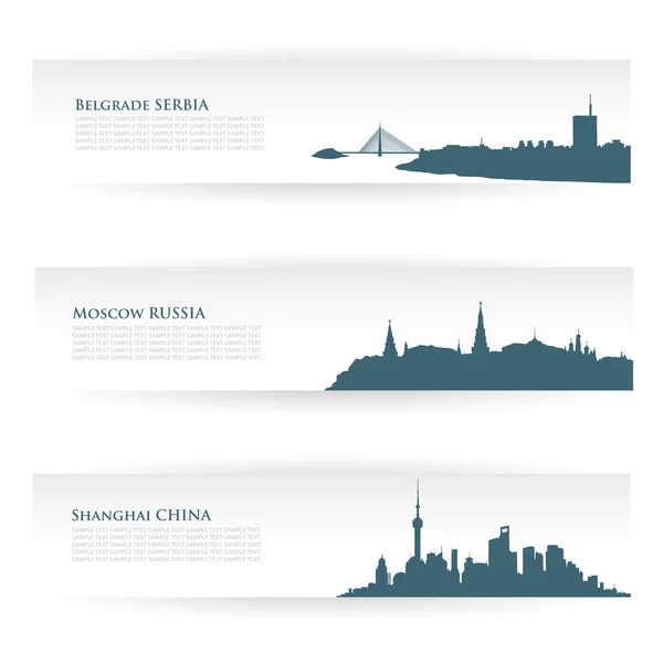 Bannières avec skylines de ville — Image vectorielle