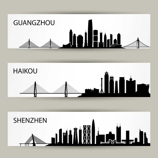 Bannières skyline de la ville — Image vectorielle