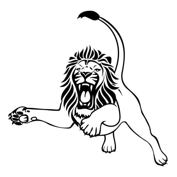 愤怒的狮子攻击 — 图库矢量图片