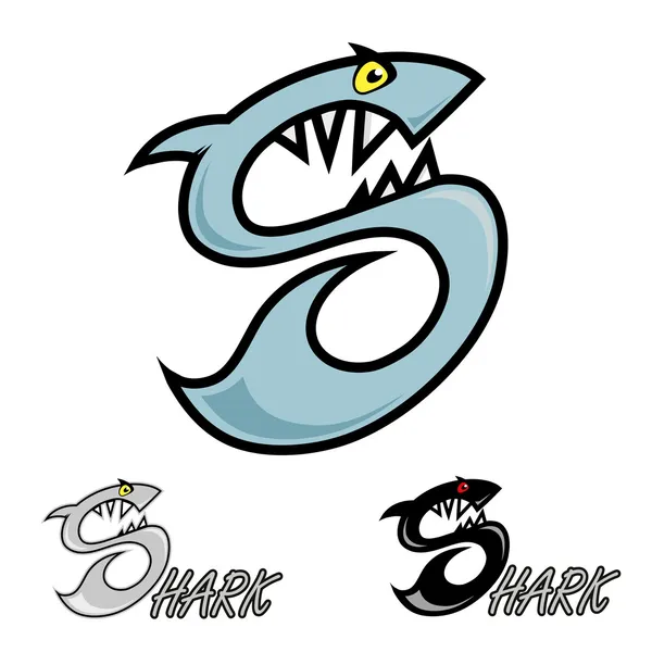 Lettre S stylisée en forme de requin rouge — Image vectorielle