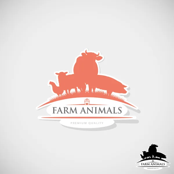 Etiqueta animales de granja — Vector de stock