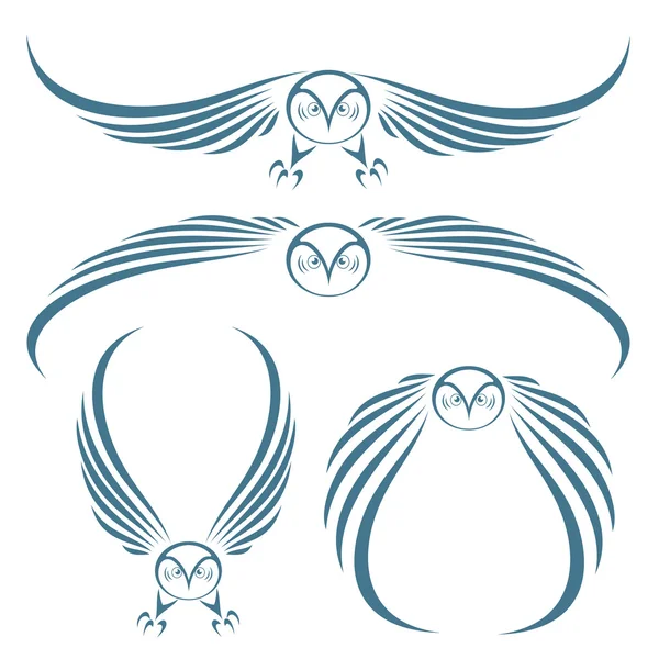 Tatuagem de corujas voadoras — Vetor de Stock