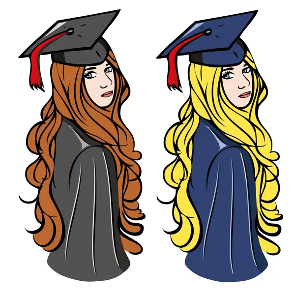 Graduation girls — Stock Vector