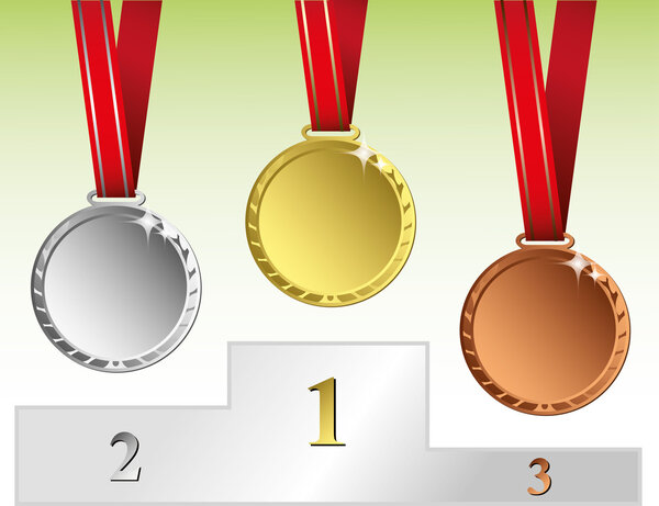 Three medals on podium
