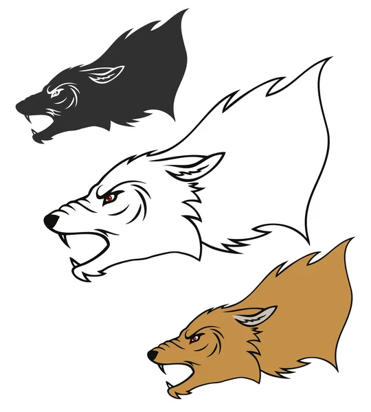 Roaring wolf head — Stock Vector