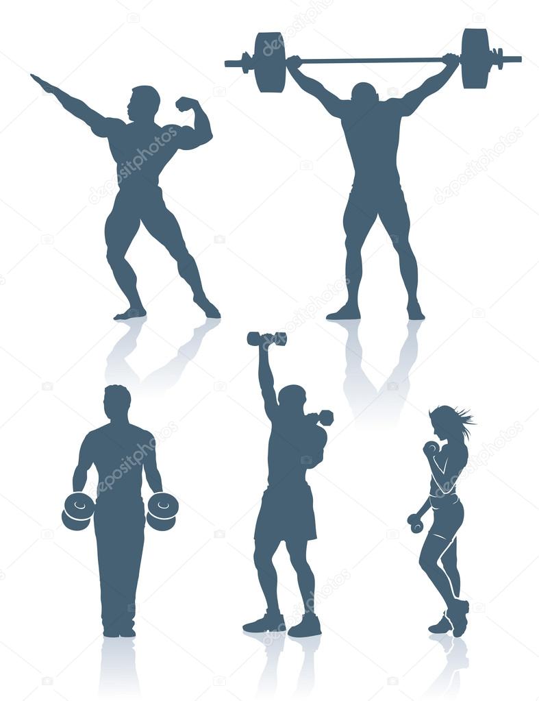 Fitness and bodybuilding silhouettes